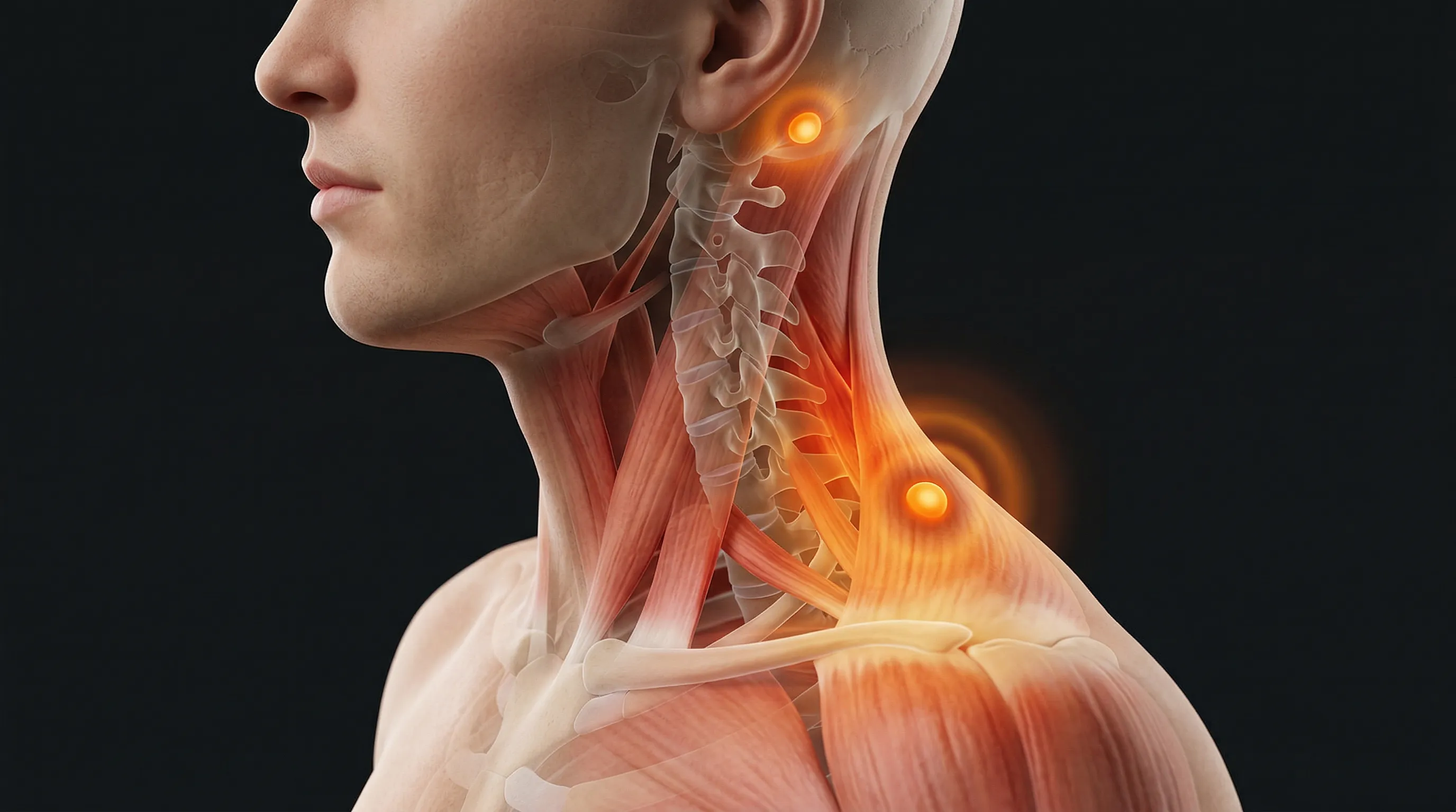 Neck tension anatomy showing trigger point locations